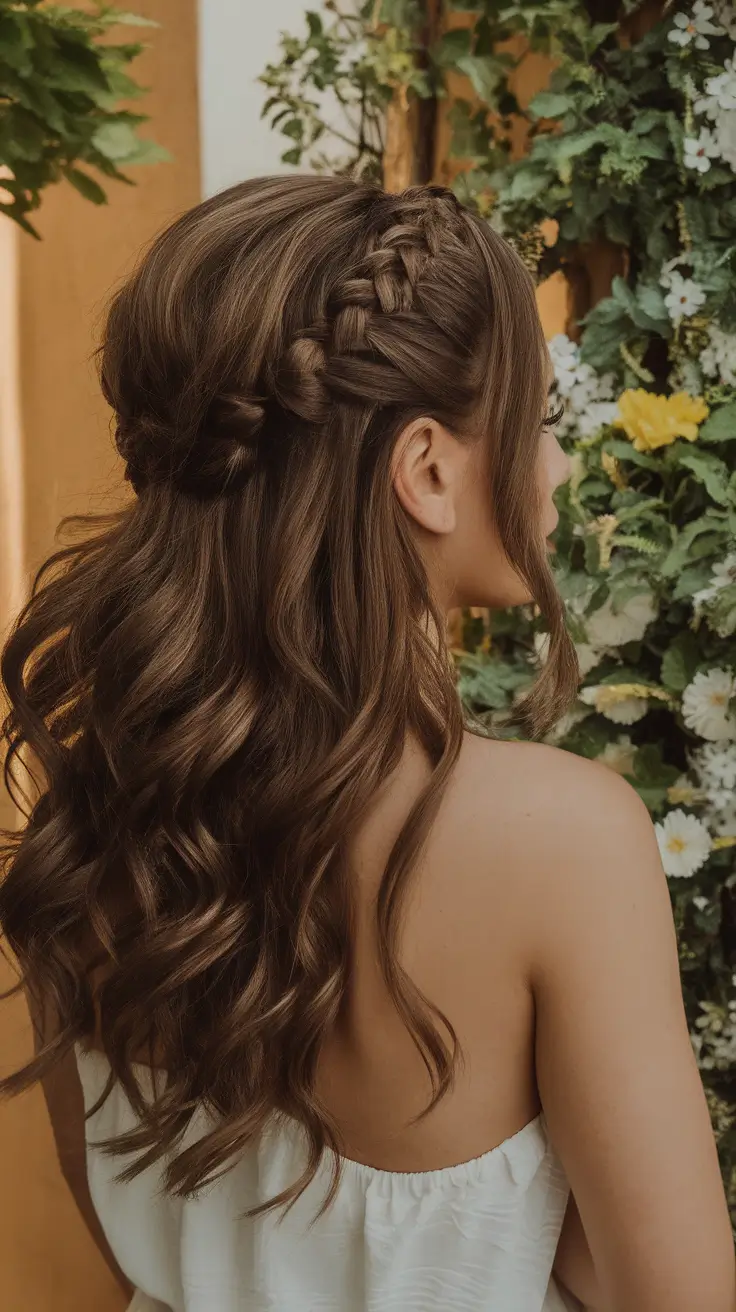 cute summer hairstyle ideas – effortless looks 2025 Braided Half-Up With Soft Beachy Curls