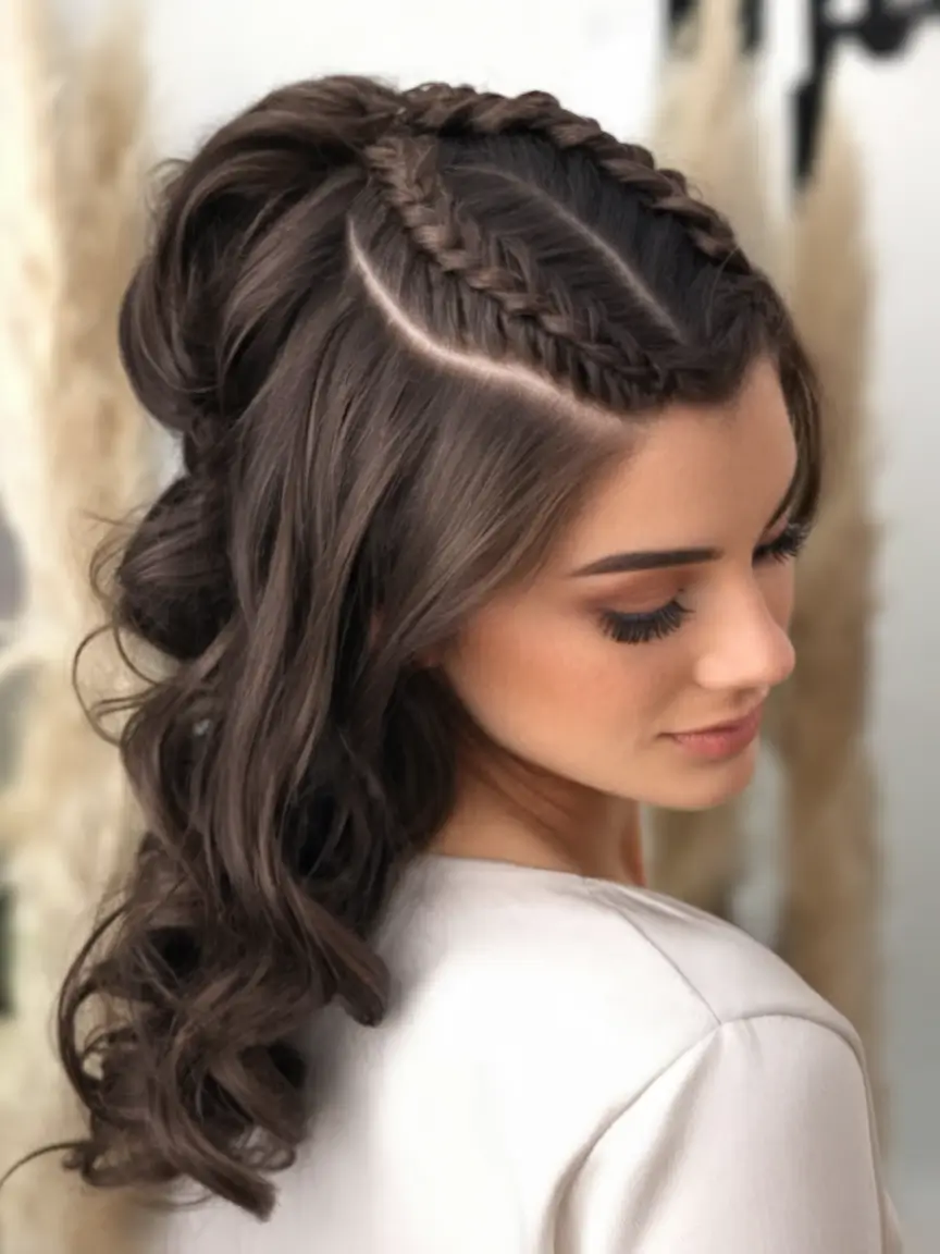 cute summer hairstyle ideas – effortless looks 2025 Braided Crown On Voluminous Curls