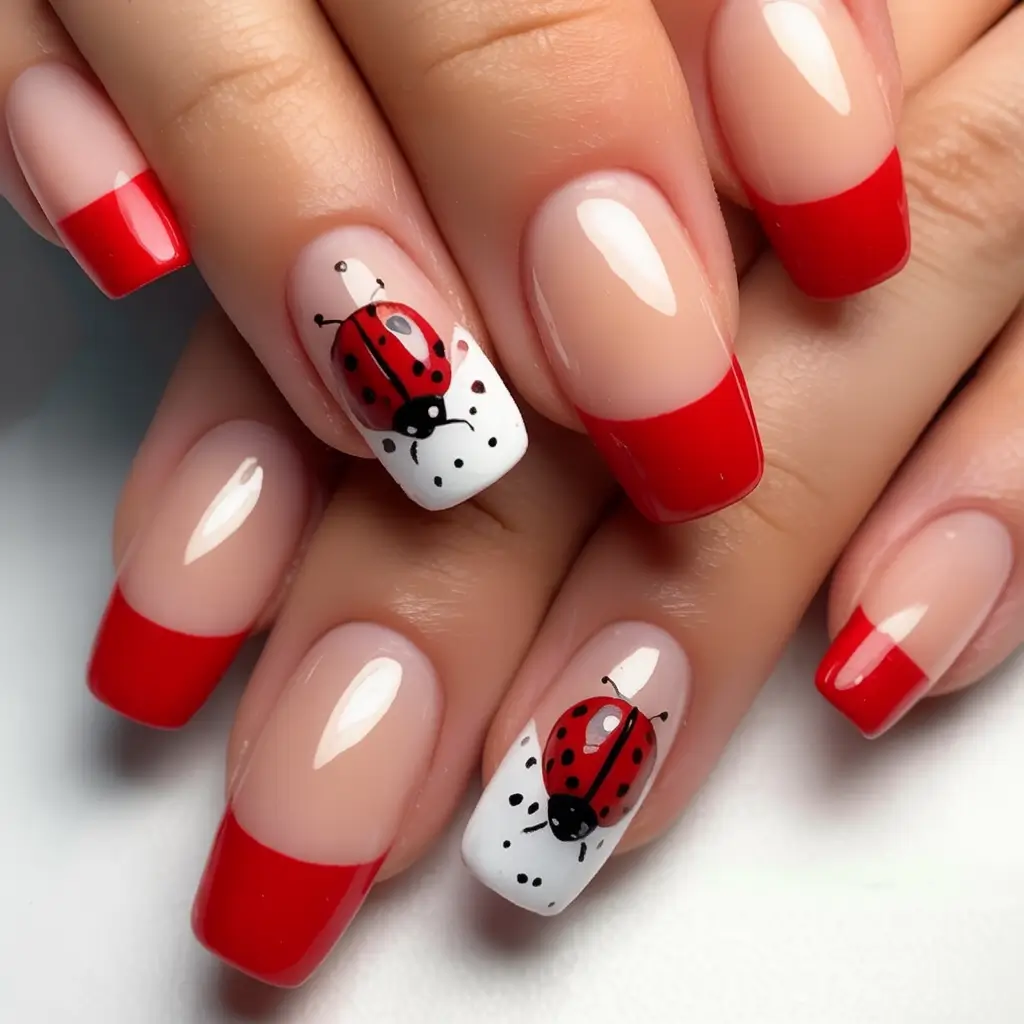 Cute Summer Nails You’ll Love in 2025 Ladybug Chic With A French Twist