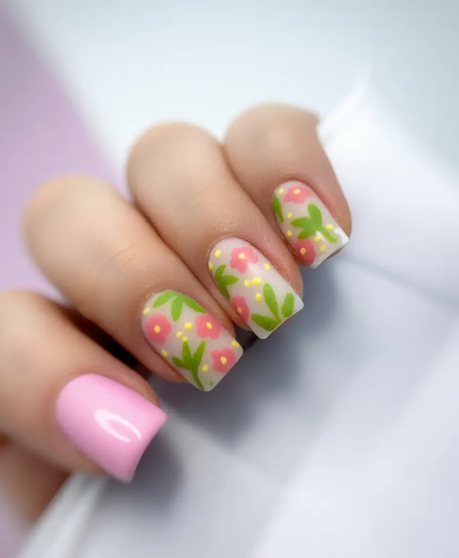 Cute Summer Nails You’ll Love in 2025 Strawberry Garden on Matte Neutrals