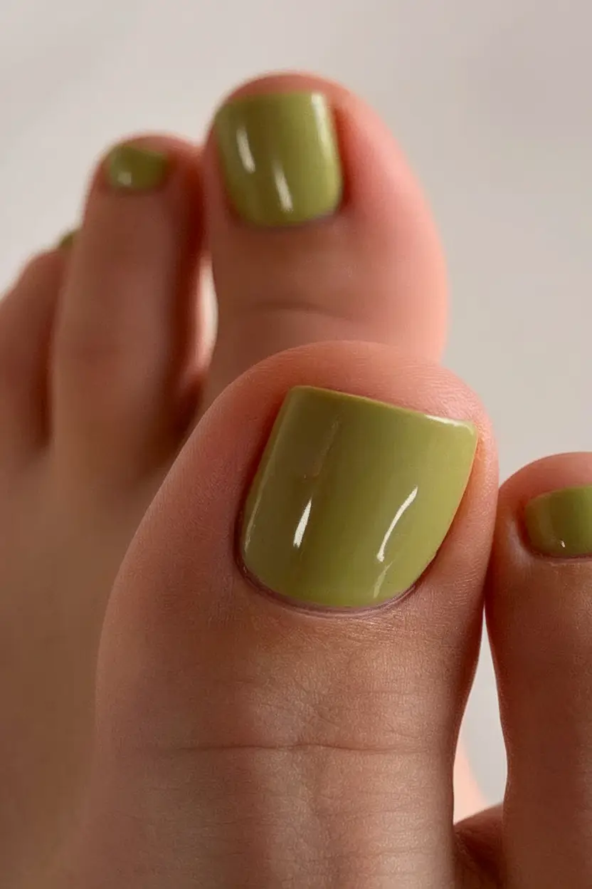 Cute Summer Toe Nails for 2025 Mossy Green Chic