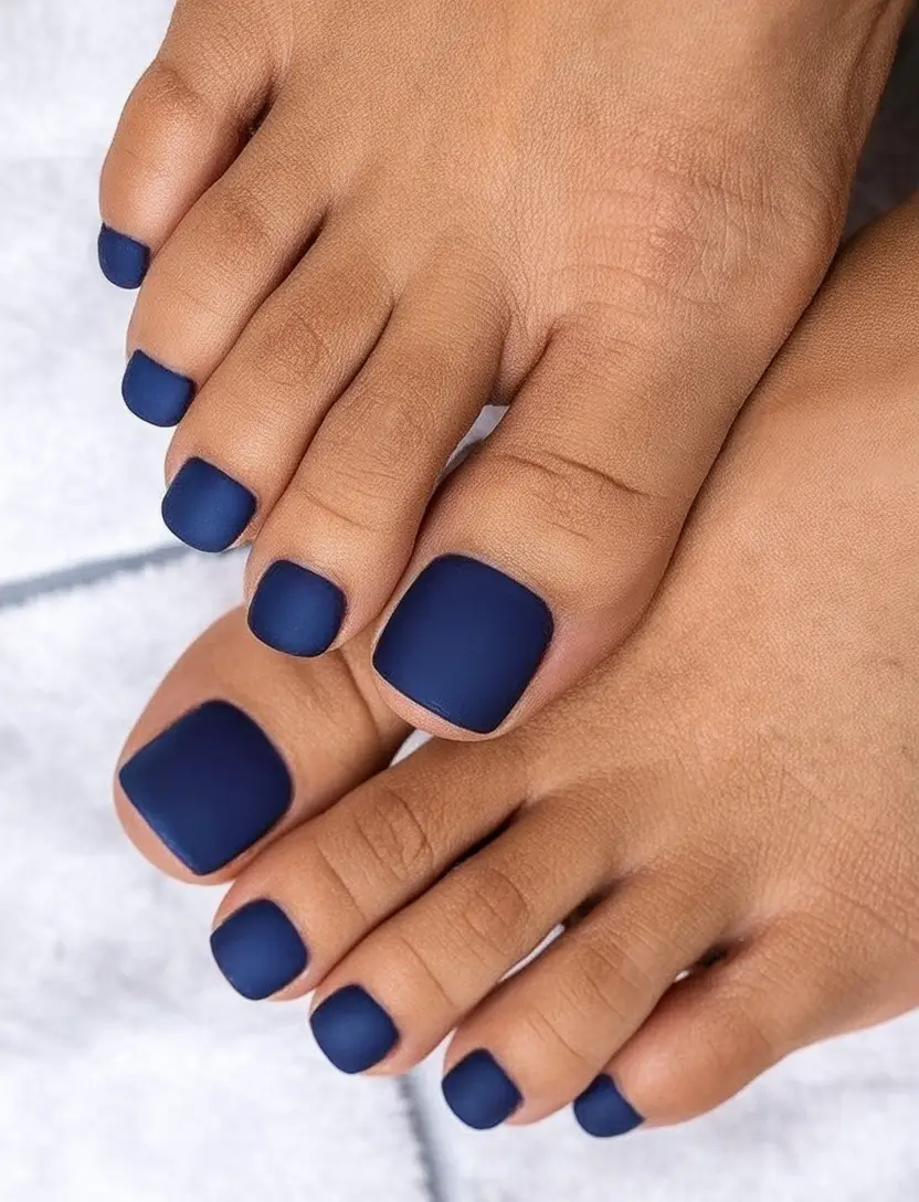 Cute Summer Toe Nails for 2025 Matte Navy Minimalism.