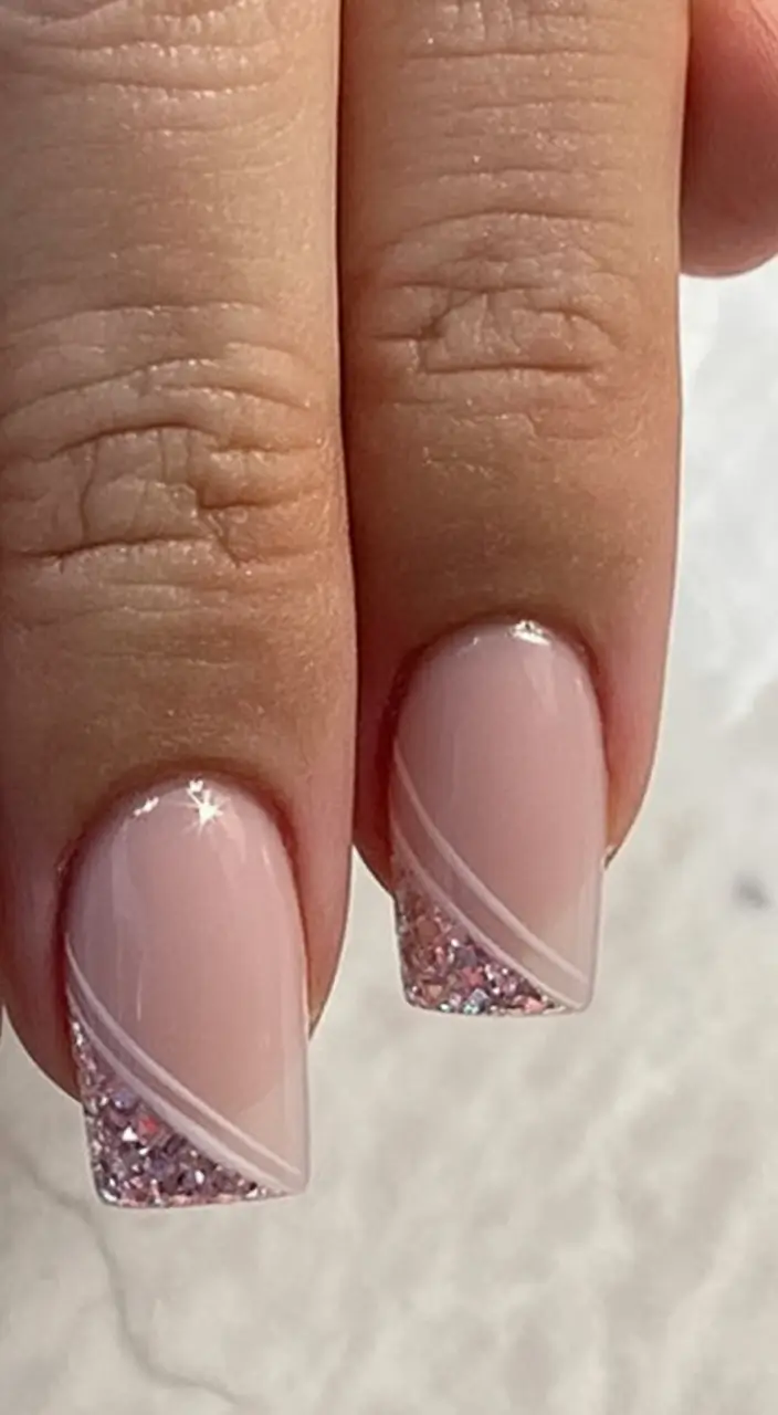 Cutest Summer Nails for 2025 Pink Sparkle Tips: Square Nails With Glittered Edges