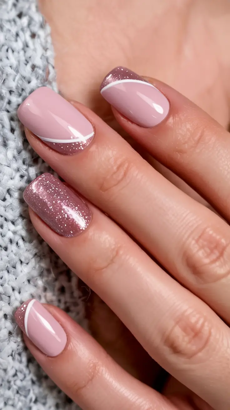 Cutest Summer Nails for 2025 Soft Sparkle: Blush Pink With Glitter Waves