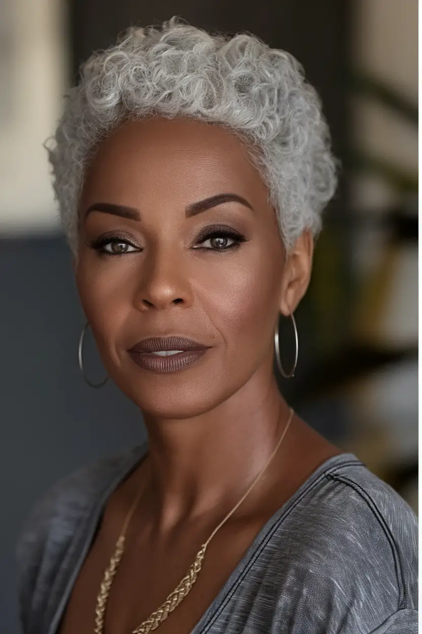 Easy Short Hairstyles for Summer 2025 - Chic Ideas Chic Silver Pixie for Natural Curls