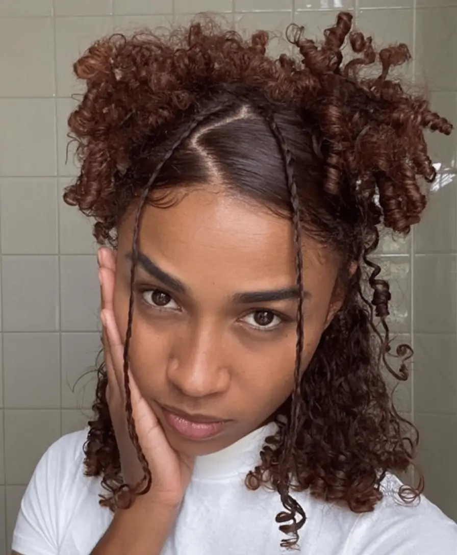 easy summer hairstyles 2025 Curly Crown Twist with Face Braids
