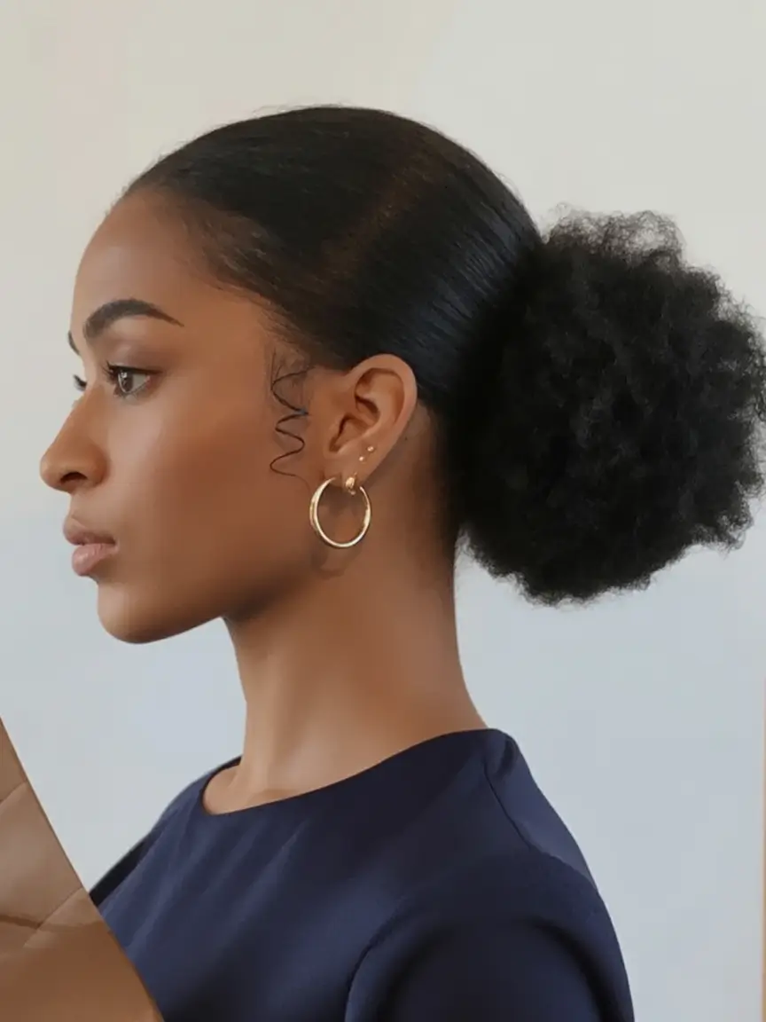 easy summer hairstyles 2025 Elegant Puff Bun with Edge Control
