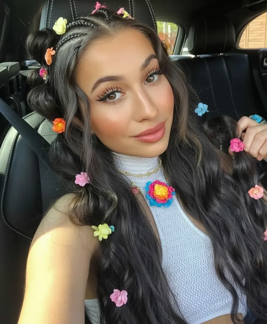 easy summer hairstyles 2025 Festival Fairy Vibes with Braided Crown