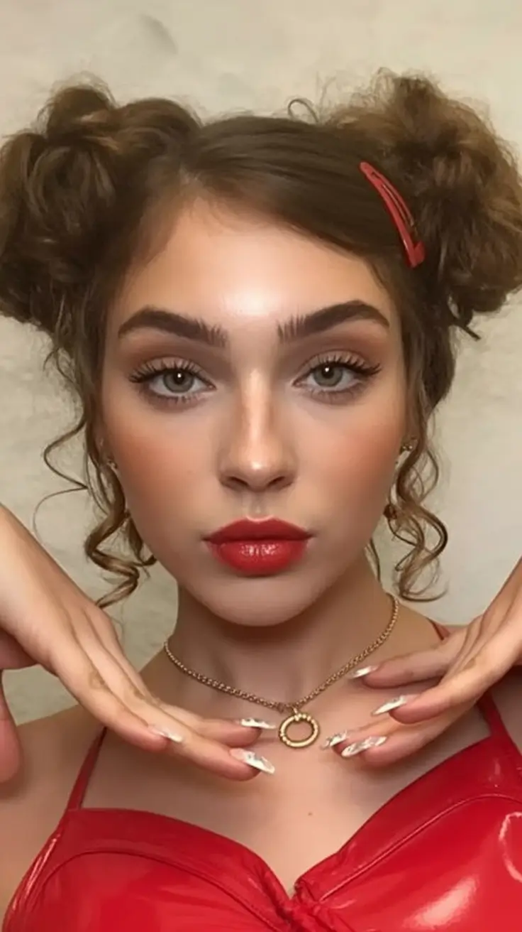 easy summer hairstyles 2025 Space Buns with Retro Romance
