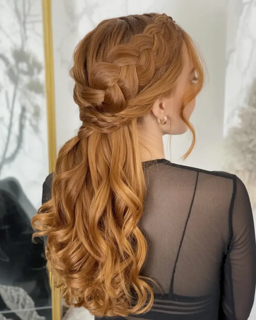effortless natural hair inspiration for summer 2025! Vintage Braid Crown With Strawberry Waves