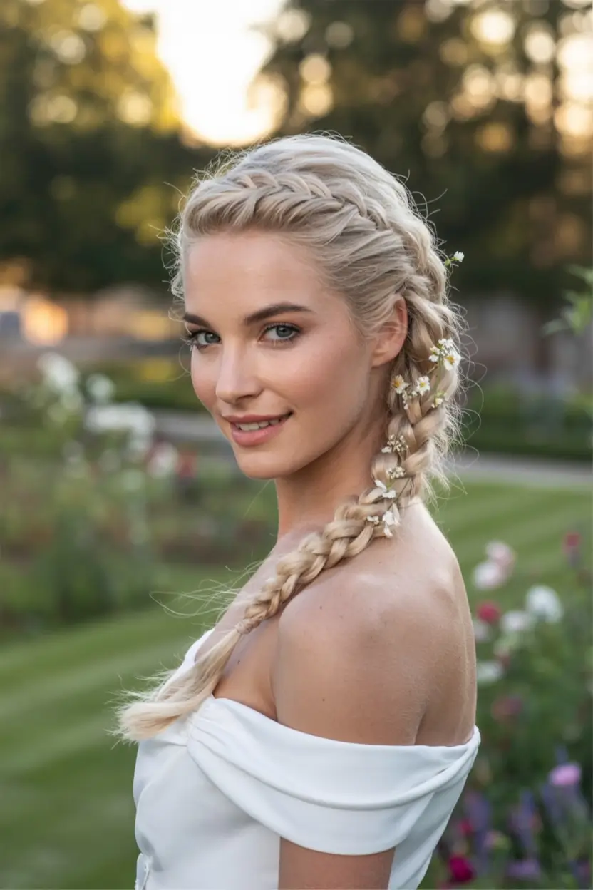effortless natural hair inspiration for summer 2025! Floral Braided Crown On Blonde
