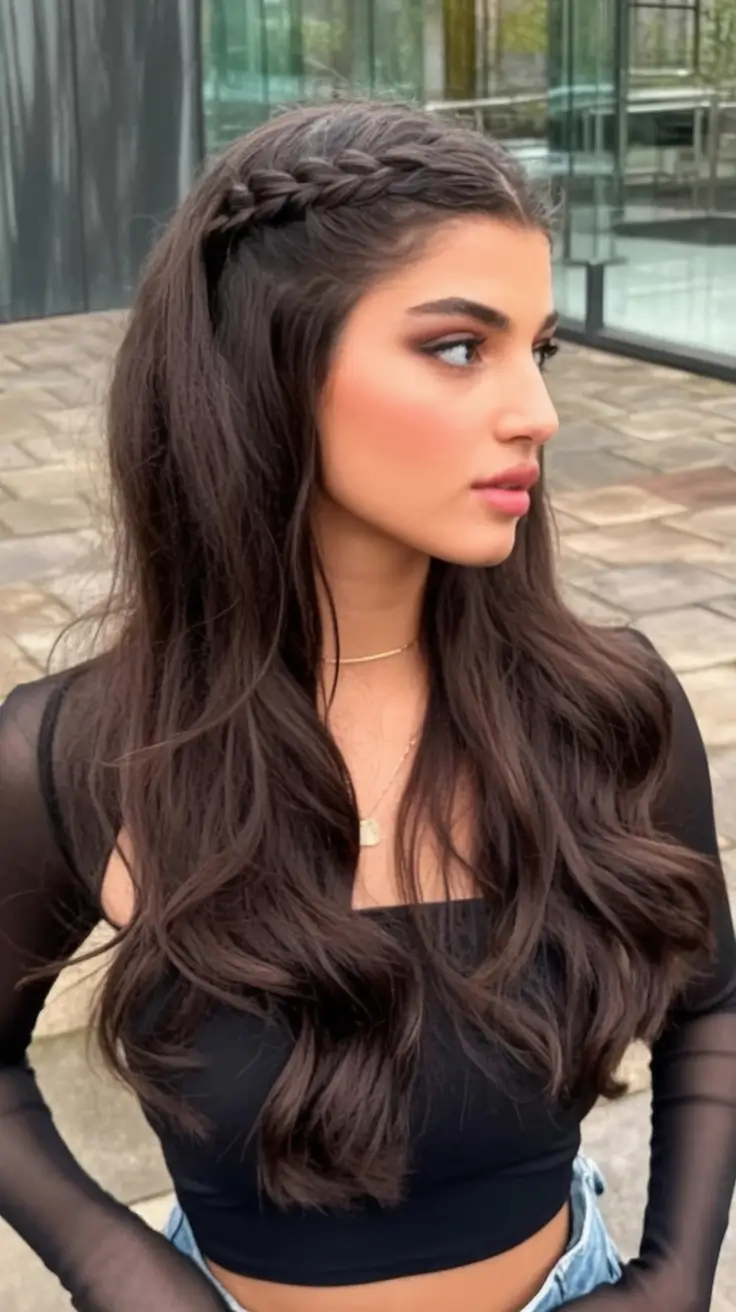 effortless natural hair inspiration for summer 2025! sleek crown braid with voluminous waves