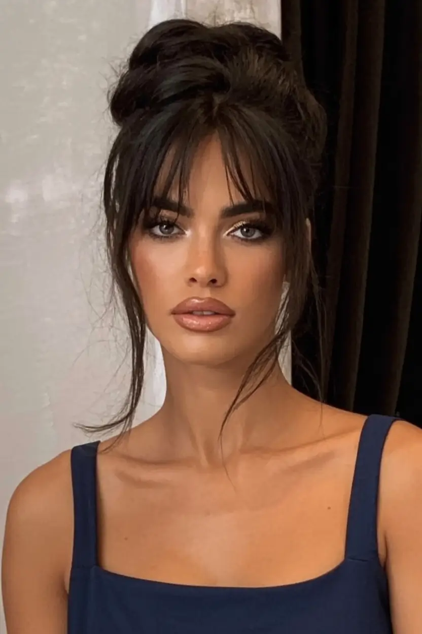 Effortless Natural Hair Inspiration for Summer 2025! Chic Updo with Summer Curtain Bangs