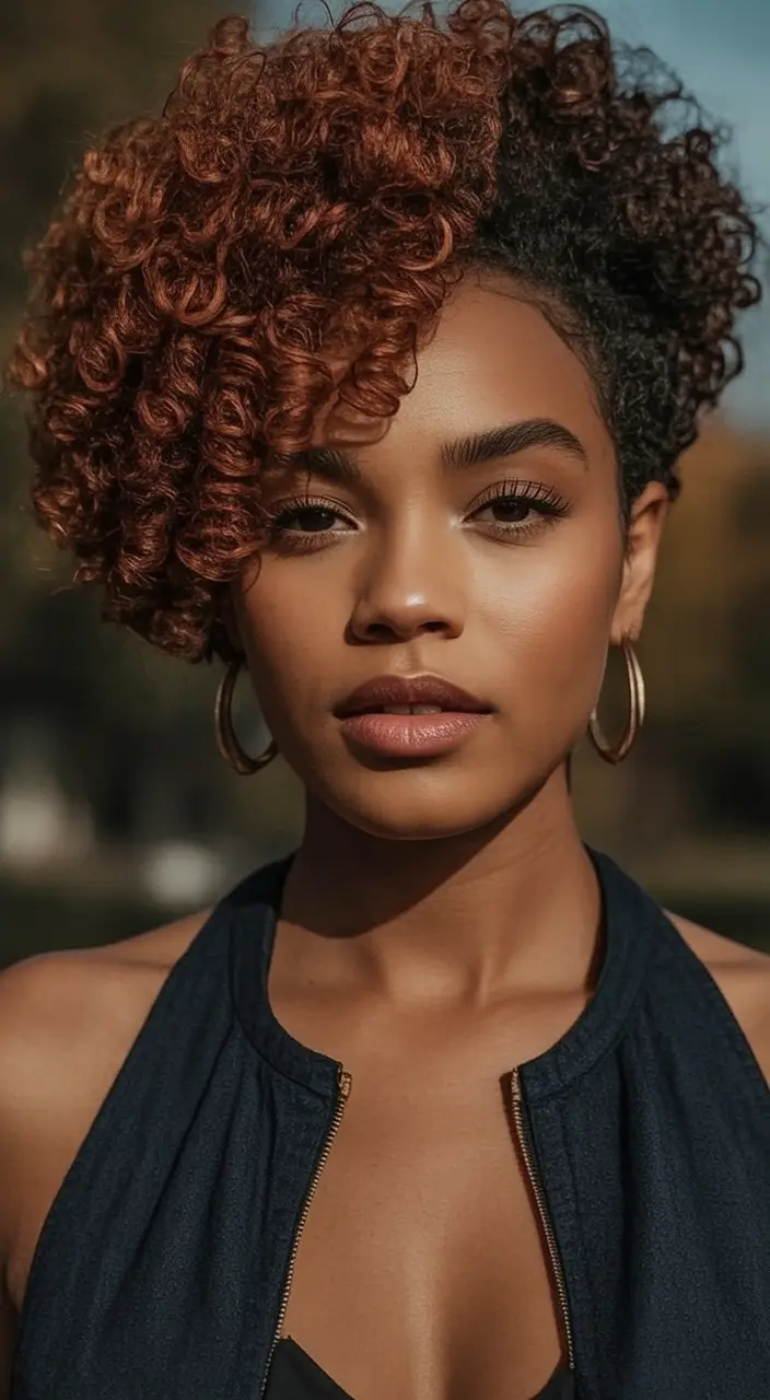 effortless natural hair inspiration for summer 2025! Cropped Twist-Out With Cinnamon Pop