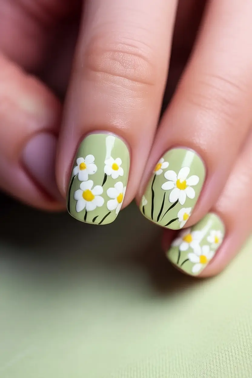 flower nails for summer 2025 glow Fresh Daisy Field