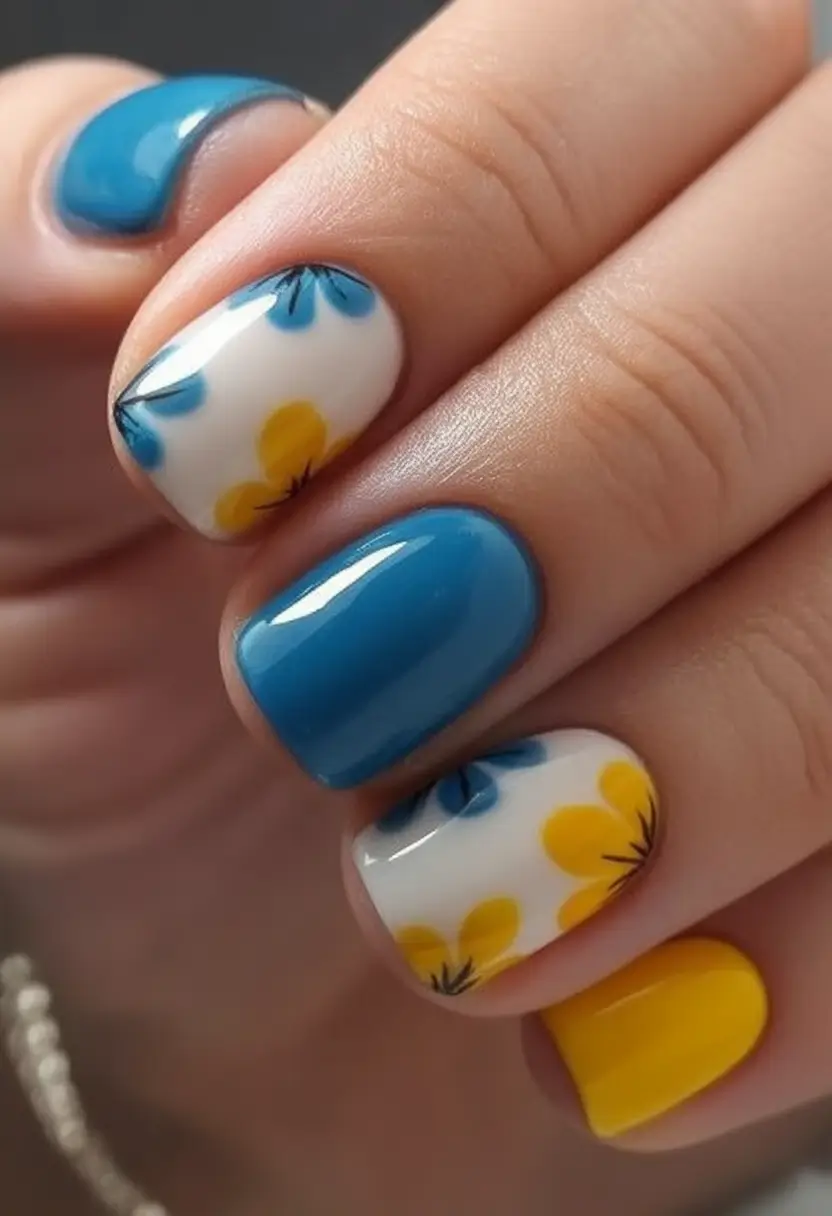 flower nails for summer 2025 glow Sunset Tropic Duo