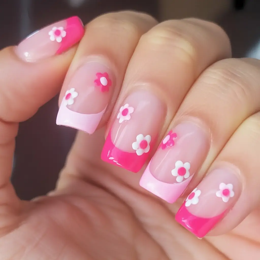 Flower Nails for Summer 2025 Glow Sugar-Glazed French Floral