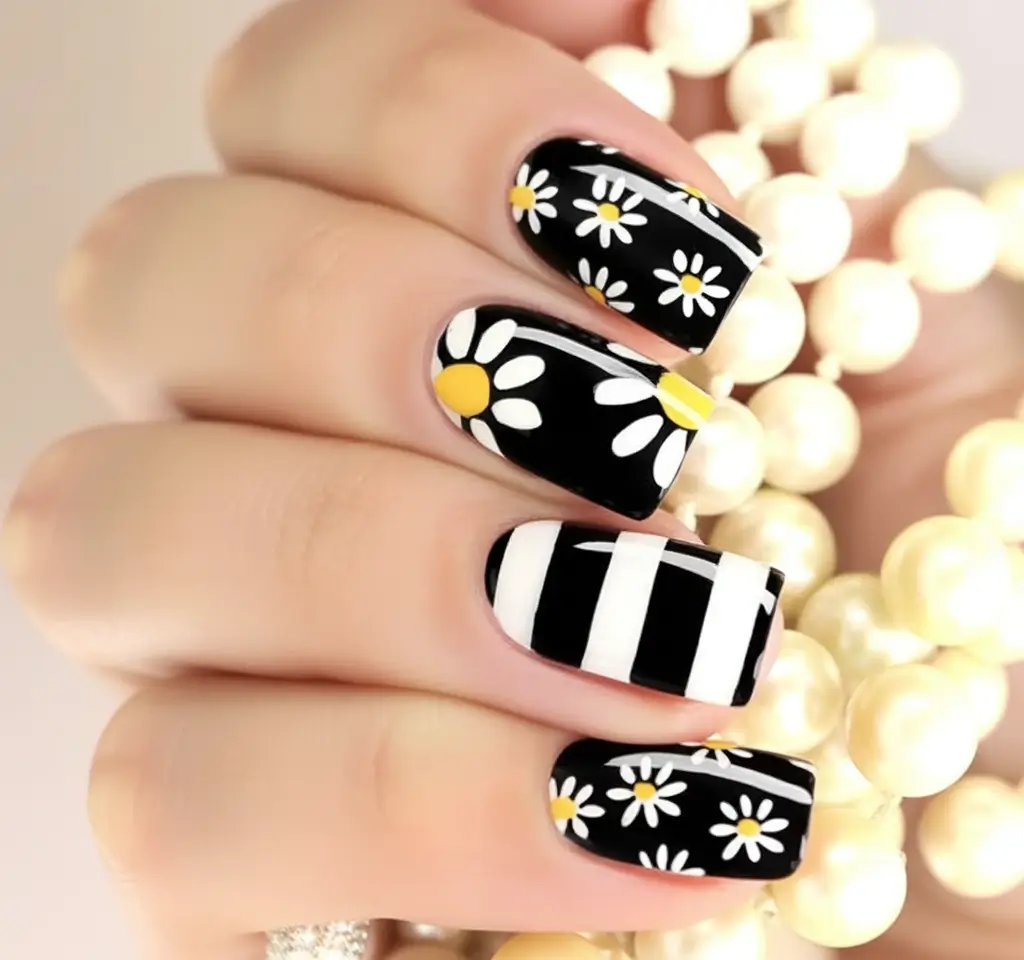 Flower Nails for Summer 2025 Glow Mod Daisy Retro Pop