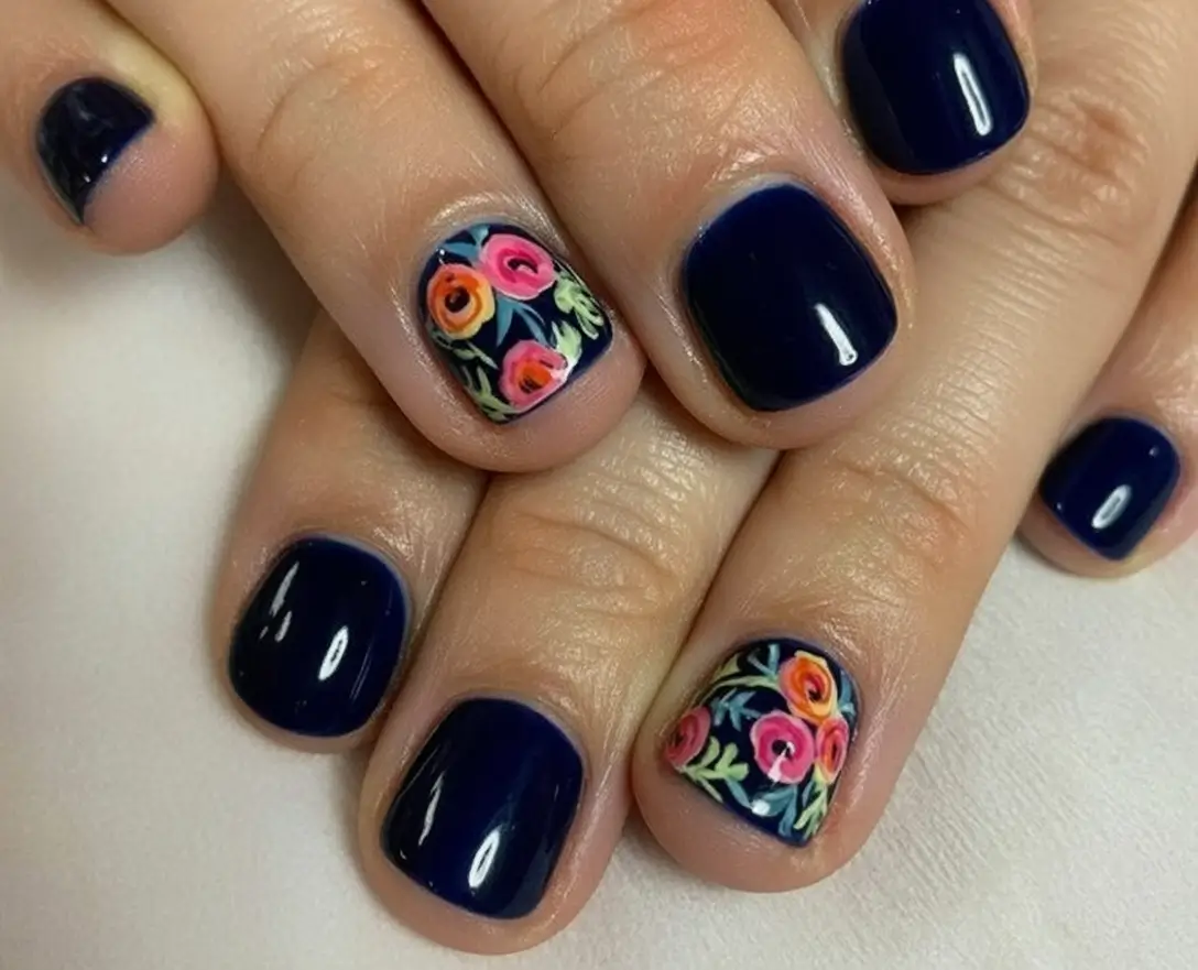 Flower Nails for Summer 2025 Glow Indigo Bloom Noir