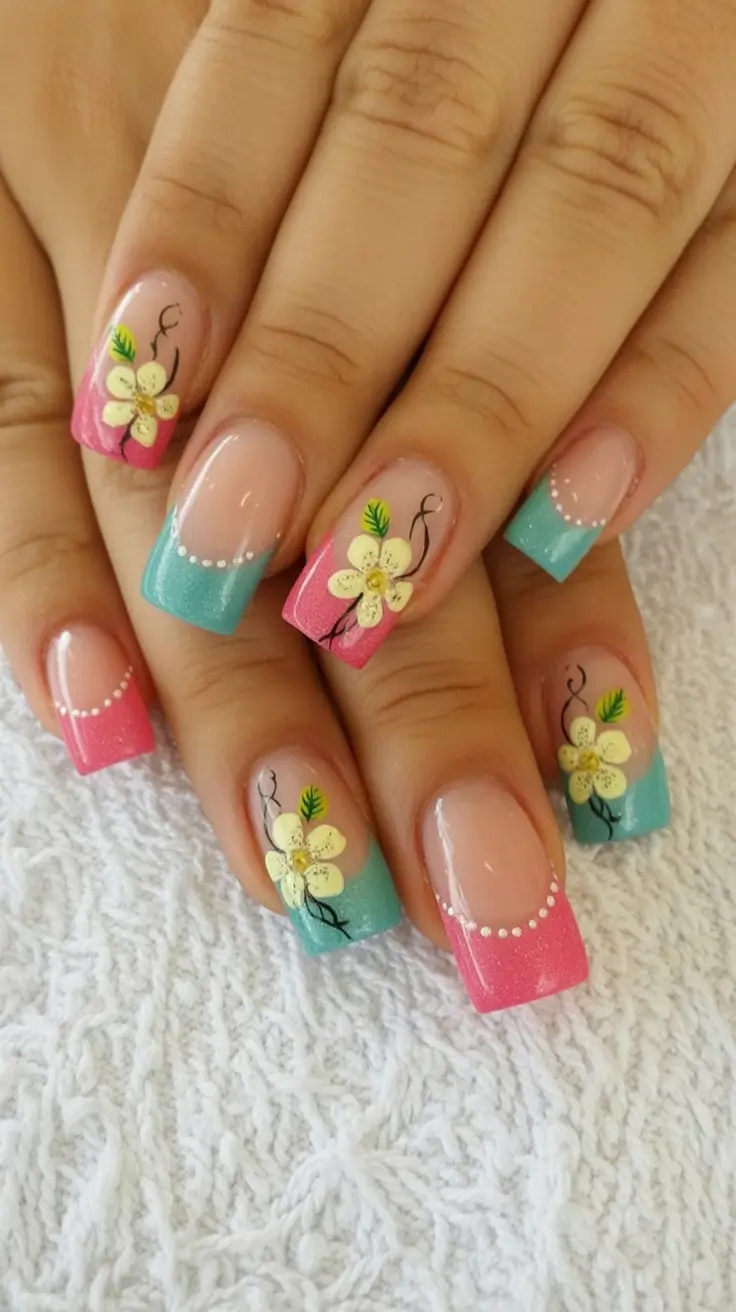 flower nails for summer 2025 glow Hawaiian Candy Blooms