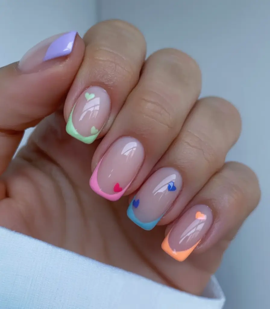 French Tips for Summer 2025 Rainbow Hearts and French Whimsy