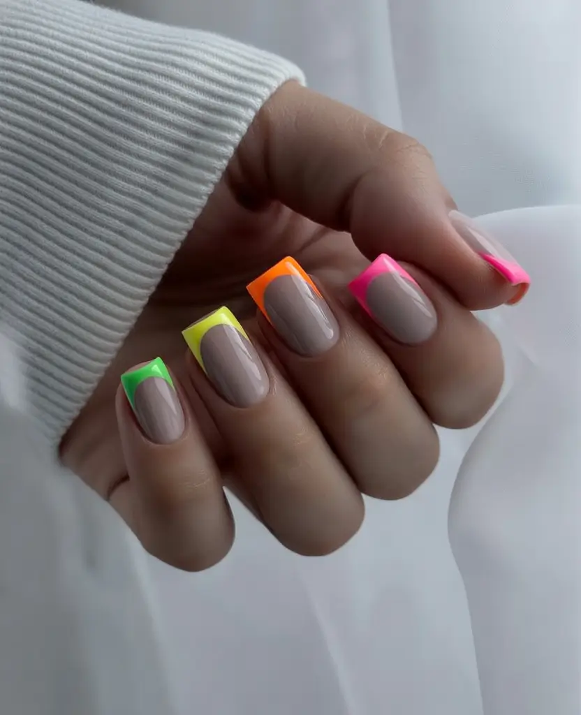 French Tips for Summer 2025 Electric Popsicle Tips