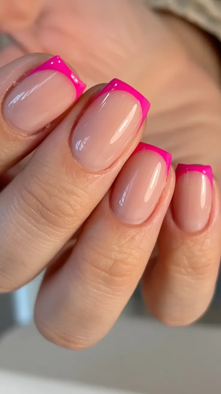 French Tips for Summer 2025 Minimalist in Hot Pink
