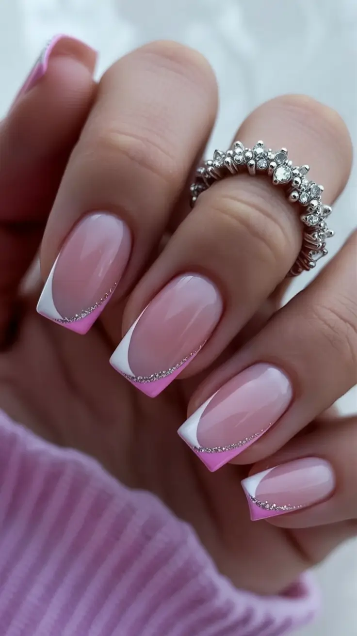 French Tips for Summer 2025 Pink Diamond French