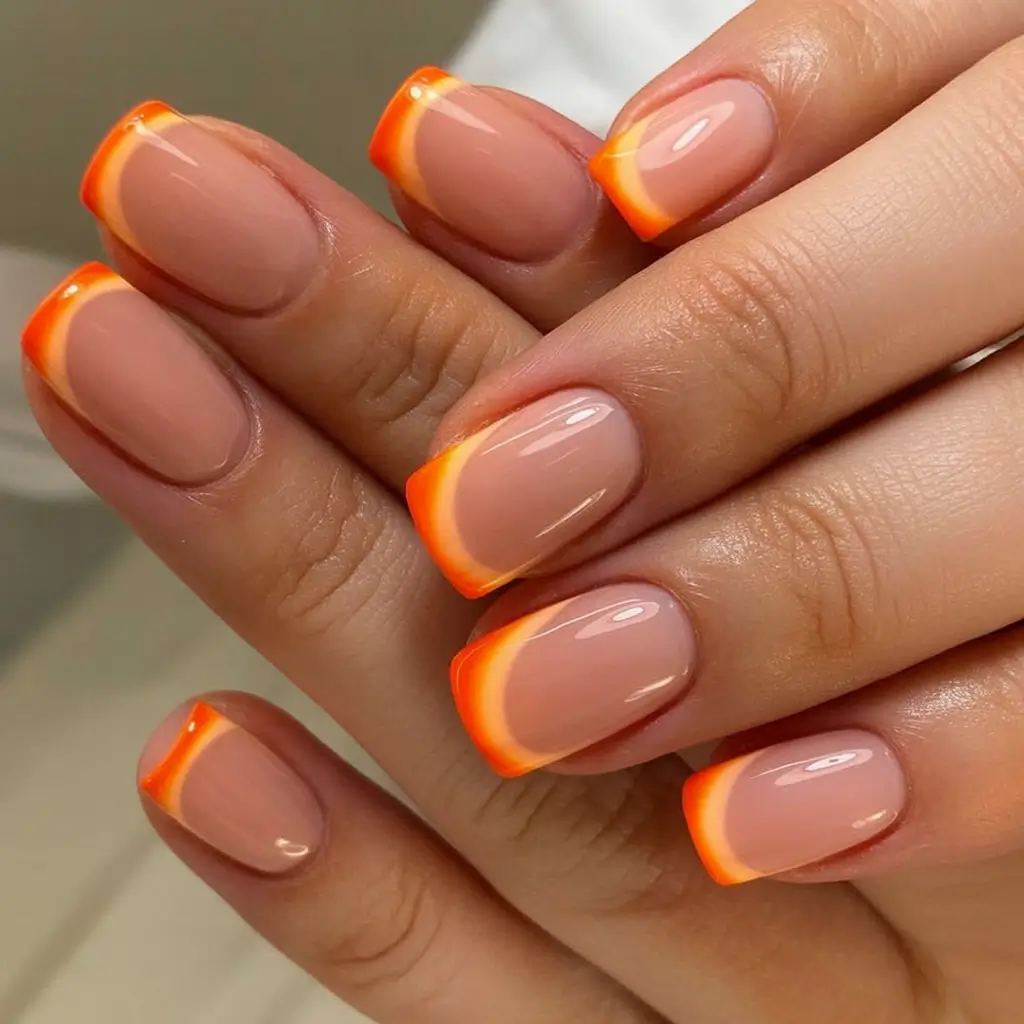 French Tips for Summer 2025 Sun-Kissed Orange French Glow