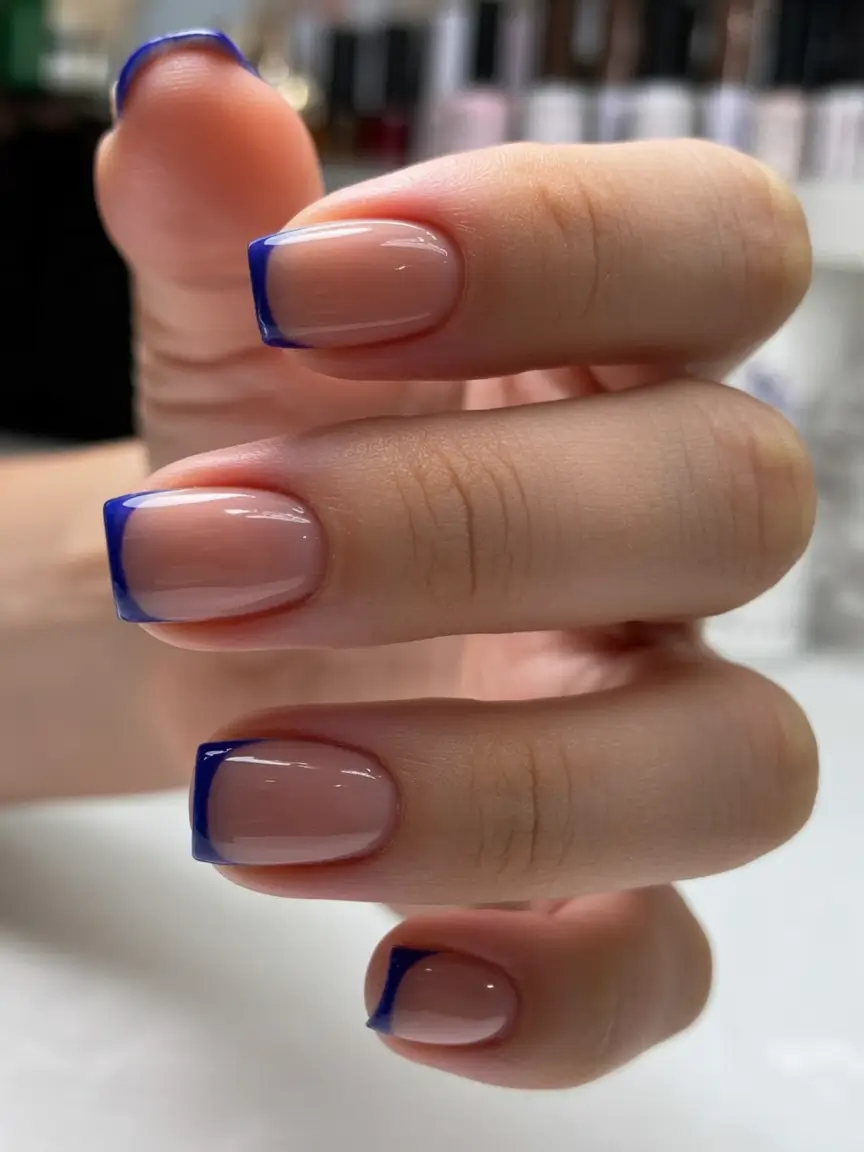 French Tips for Summer 2025 Cobalt Classic Square Tips