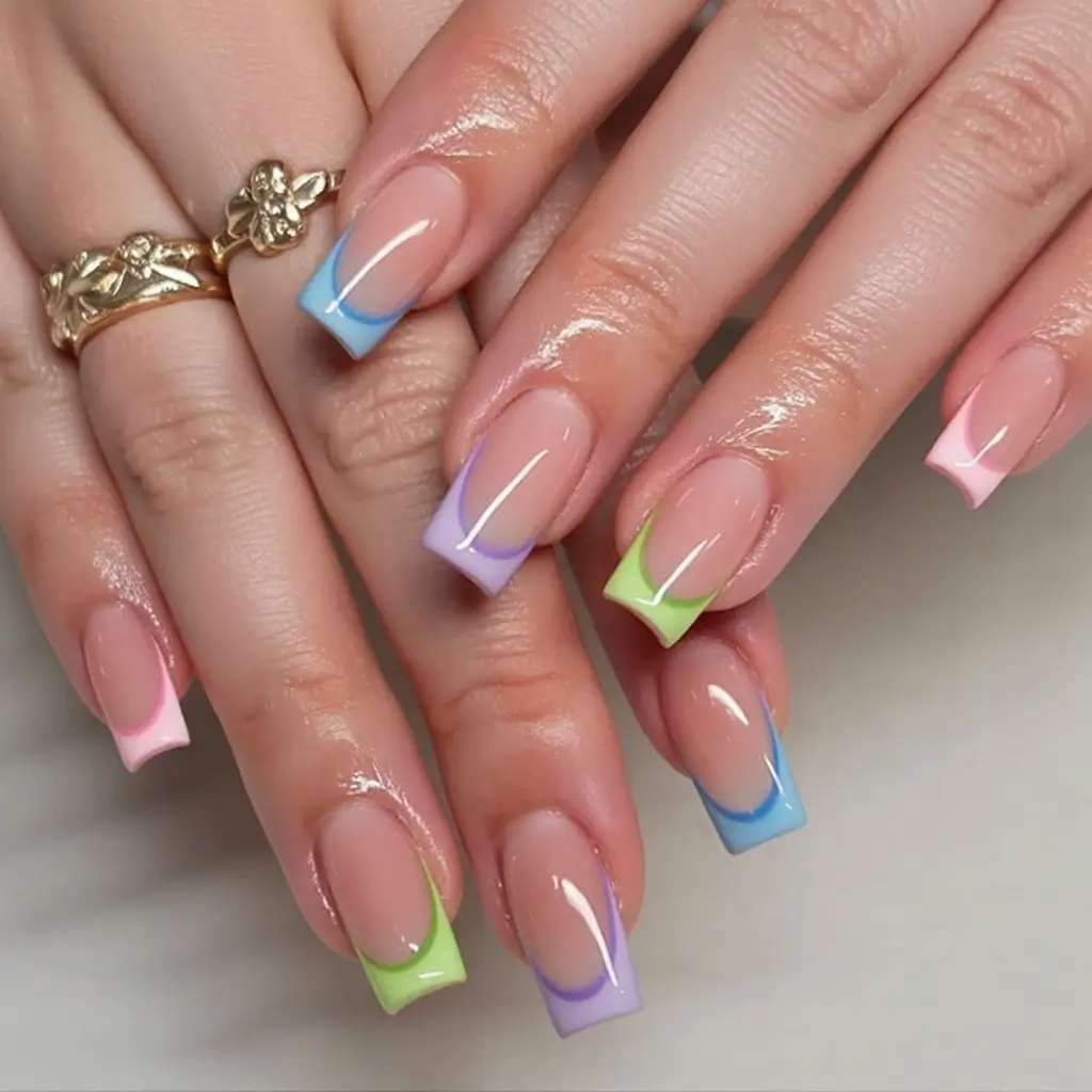 French Tips for Summer 2025 Playful Pastel Borders