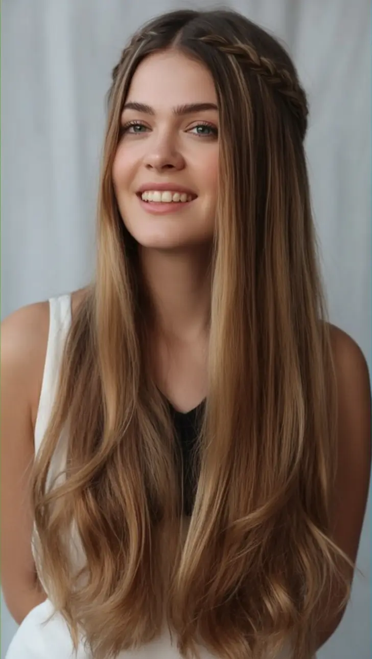 Fresh Trends: Simple Hairstyle for summer 2025 Soft Braids Crown with Long Shine