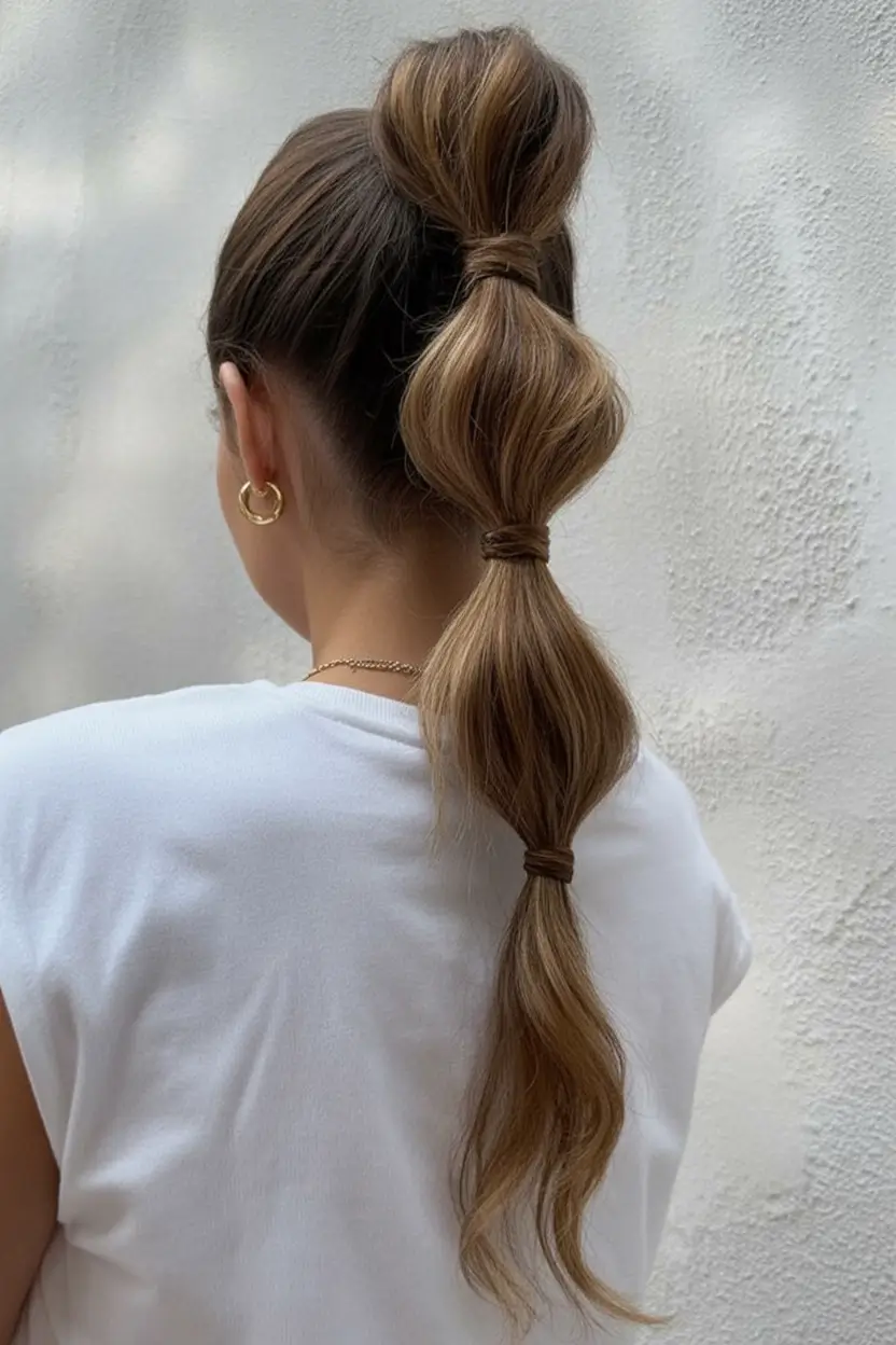 Fresh Trends: Simple Hairstyle for summer 2025 Modern Bubble Ponytail
