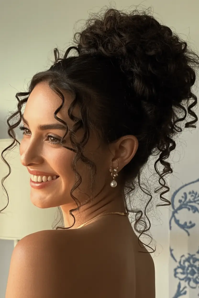 Fresh Trends: Simple Hairstyle for summer 2025 Romantic Curls in a Cloud Bun