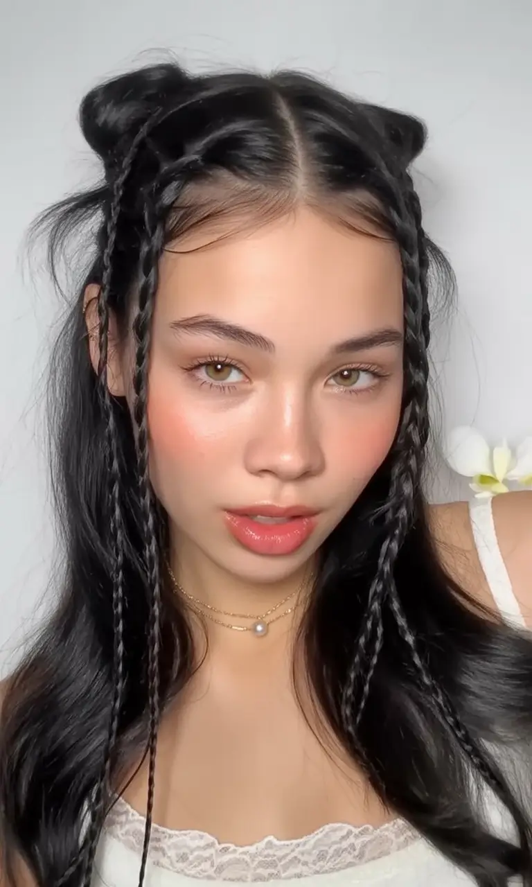 Fresh Trends: Simple Hairstyle for summer 2025 Twisted Ribbons and Micro Braids