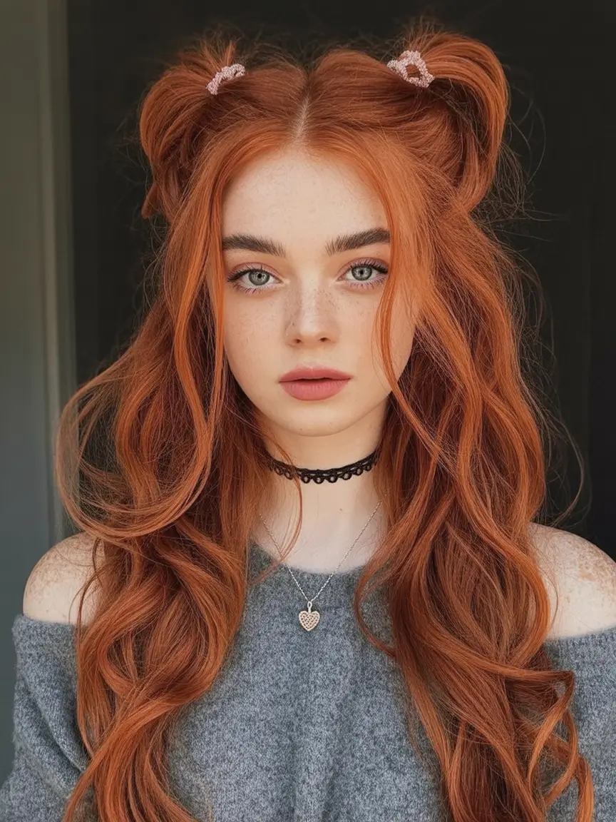 Fresh Trends: Simple Hairstyle for summer 2025 Red Waves and Twin Twists