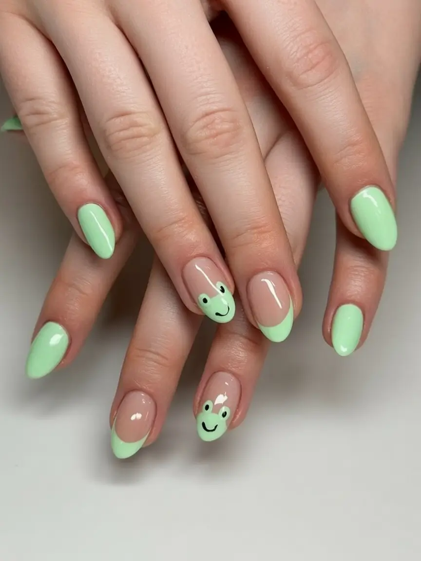 Fun Nail Art Ideas for 2025 Summer Froggy French Smiles