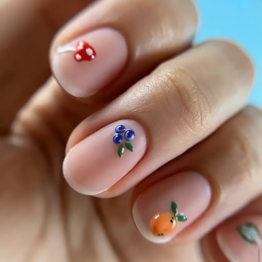 Fun Nail Art Ideas for 2025 Summer Mini Fruit Basket