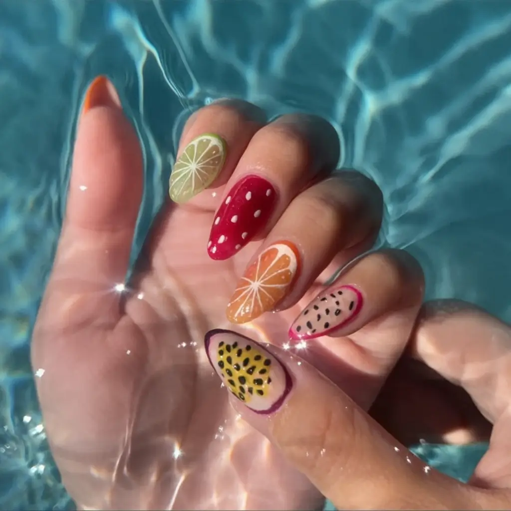 Fun Nail Art Ideas for 2025 Summer Fruit Punch Mix