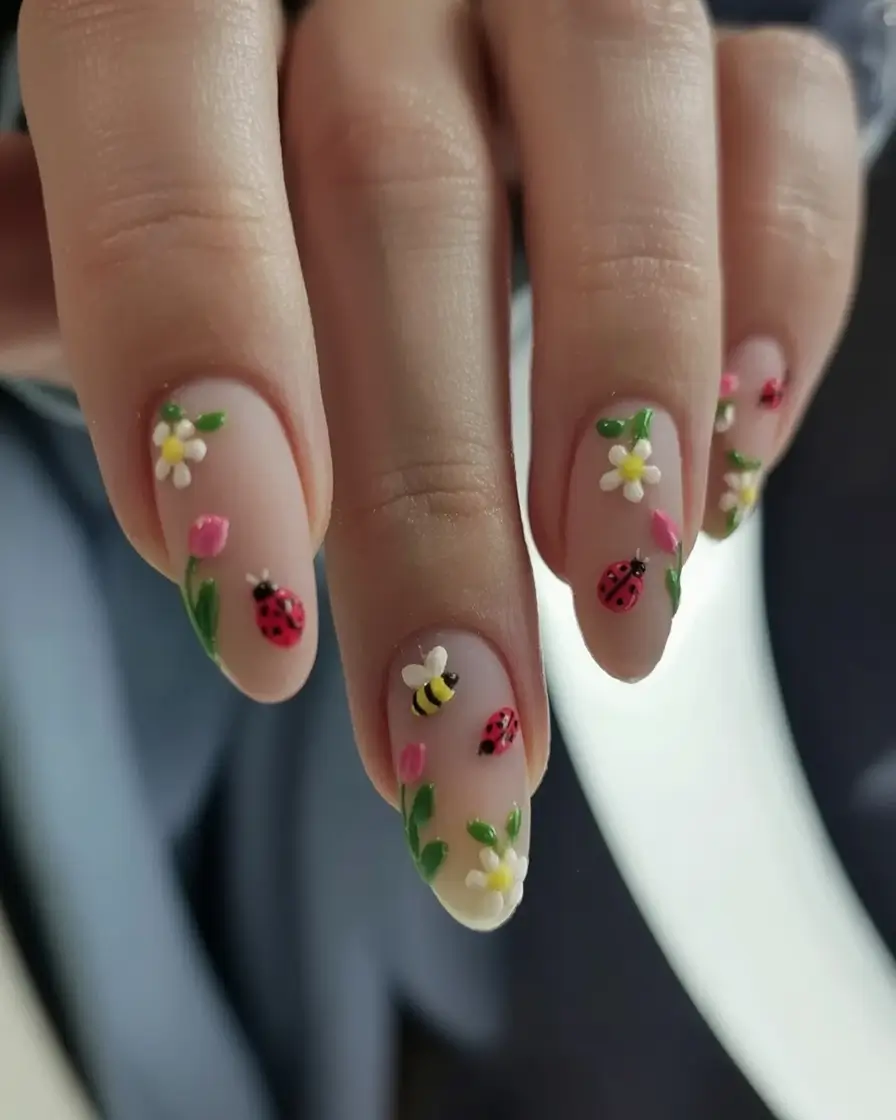 Fun Nail Art Ideas for 2025 Summer Bug Garden Cuties