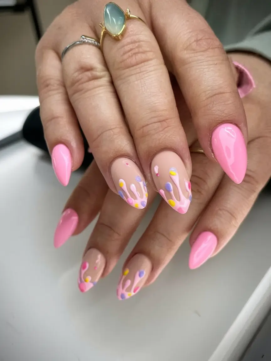 Fun Nail Art Ideas for 2025 Summer Melting Ice Cream Drip