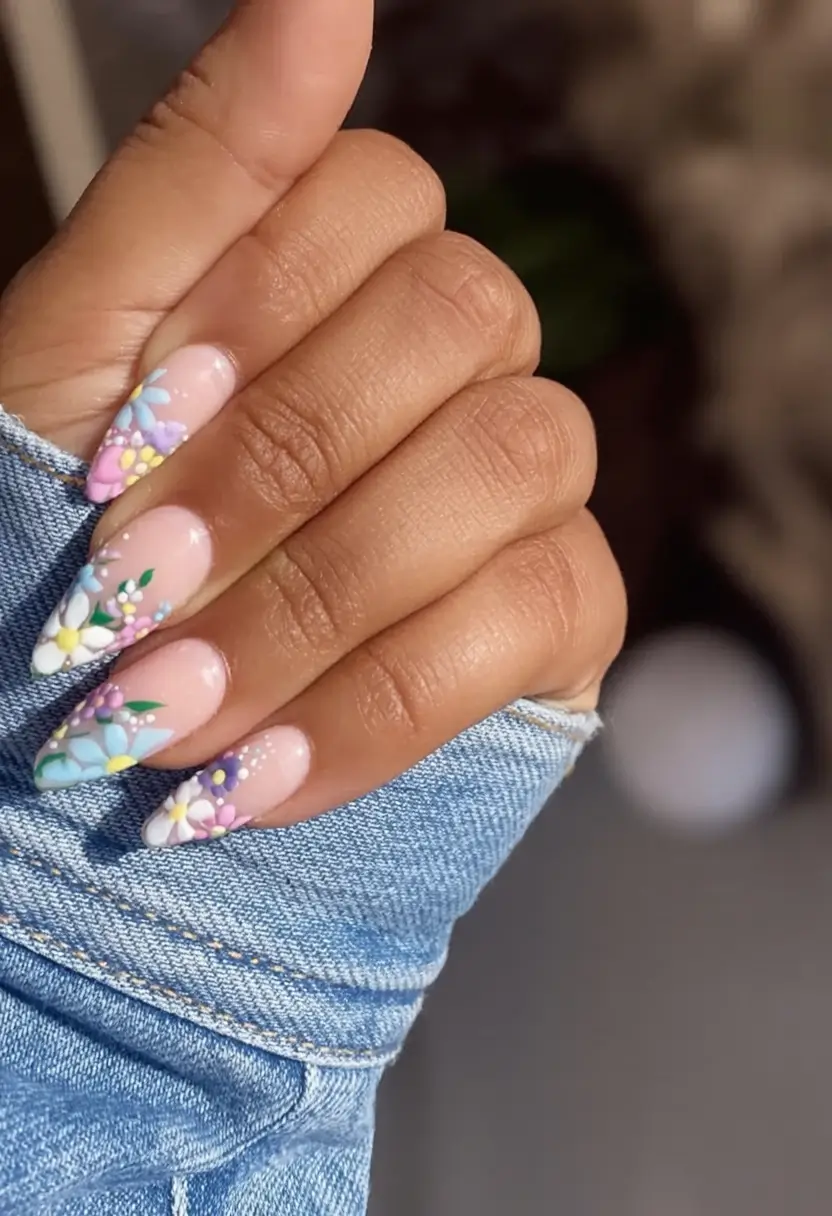 Fun Nail Art Ideas for 2025 Summer Wildflower Meadow Magic