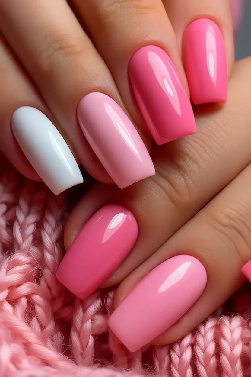 Glossy Gel Nails for Summer 2025 Cotton Candy Pink Ombré