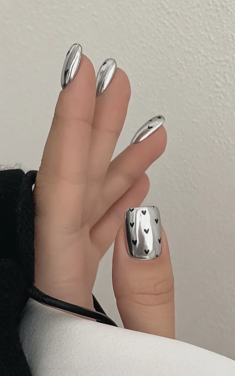 Glossy Gel Nails for Summer 2025 Chrome Hearts In The Minimalist Lane