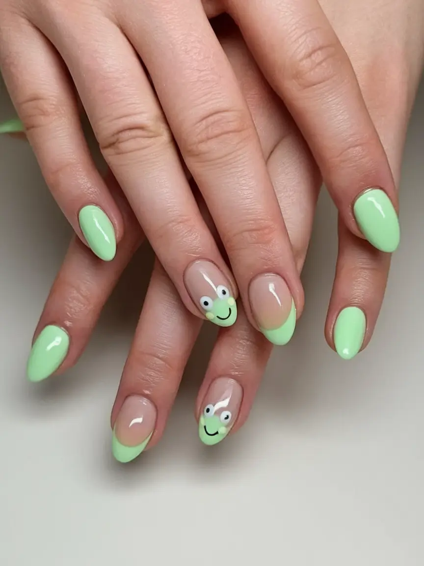 Green Summer Nails for 2025 Days Smiley French Tips
