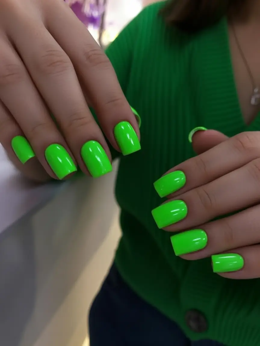 Green Summer Nails for 2025 Days Highlighter Neon Power