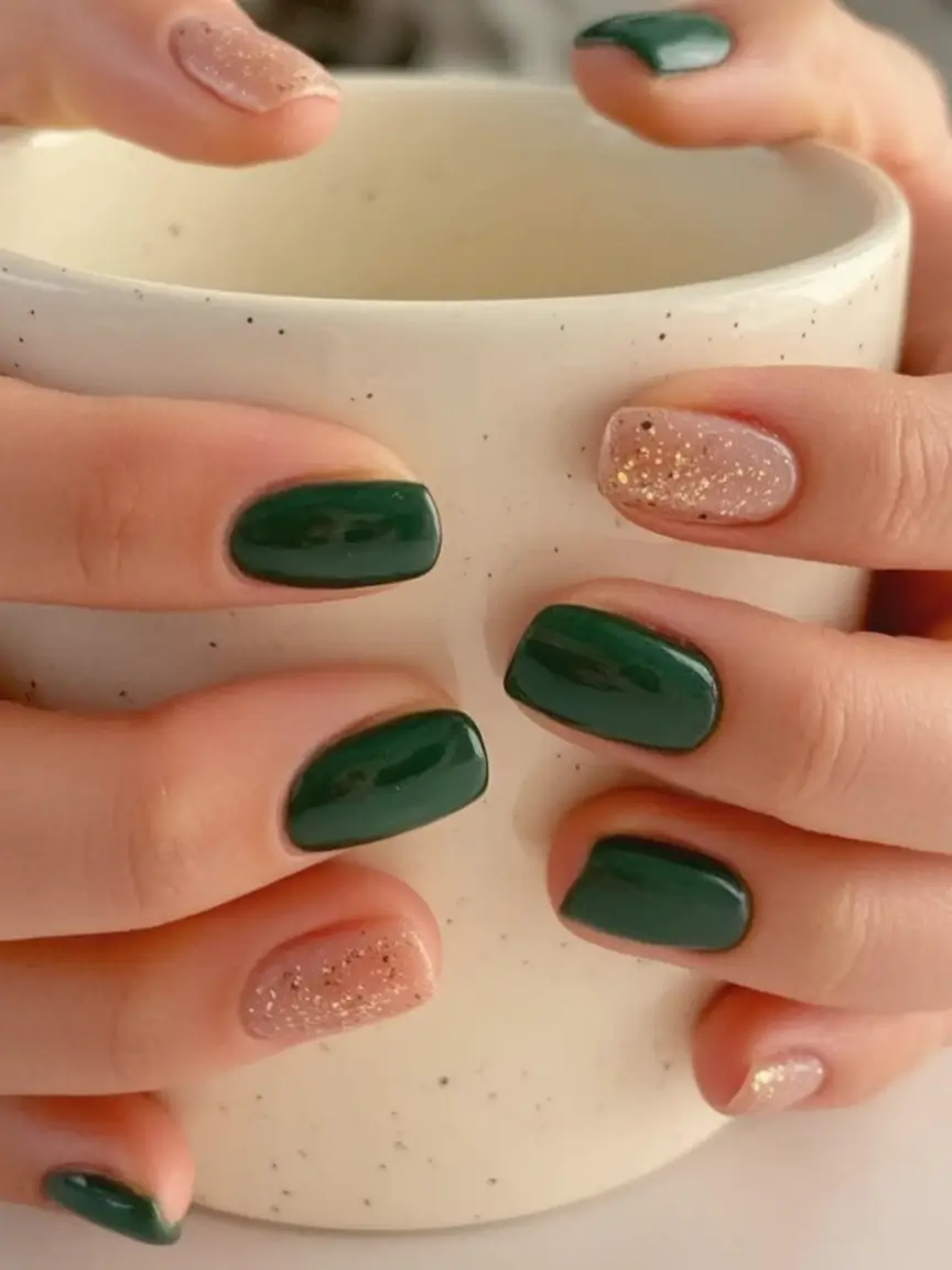 Green Summer Nails for 2025 Days Modern Forest With Sparkling Neutrals