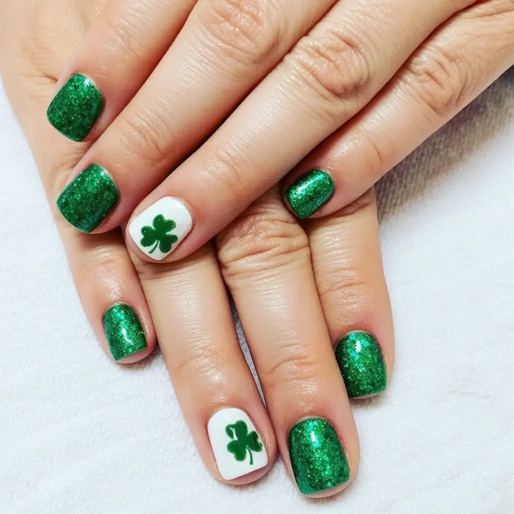 Green Summer Nails for 2025 Days Classic Clover with Sparkle Confidence