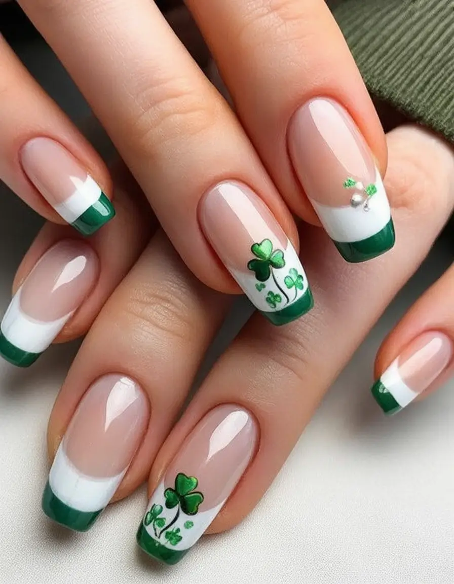 Green Summer Nails for 2025 Days French Lucky Charms With a Twist