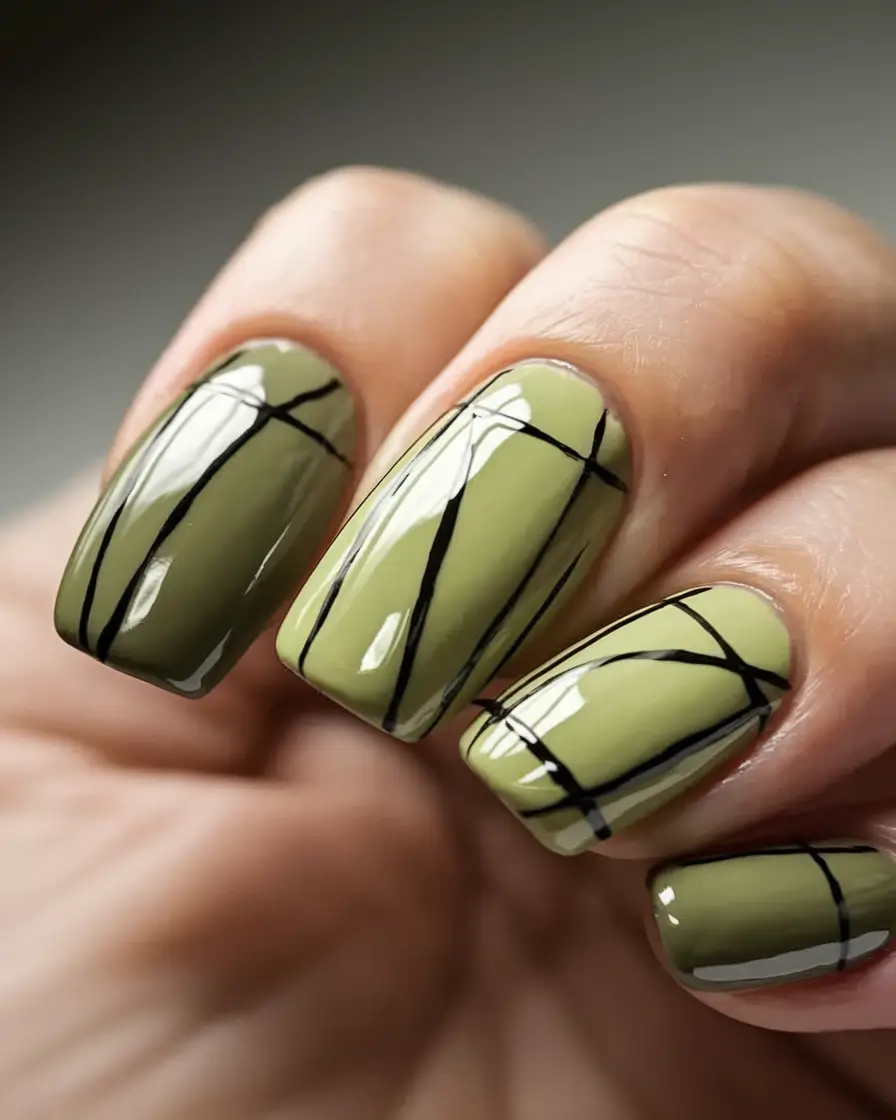 Green Summer Nails for 2025 Days Abstract Lattice Olive